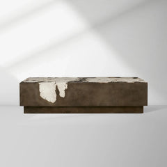 Obra Salvaged Burl Coffee Table Living Room Steel Base Cocktail Table Wood Center Tea Table