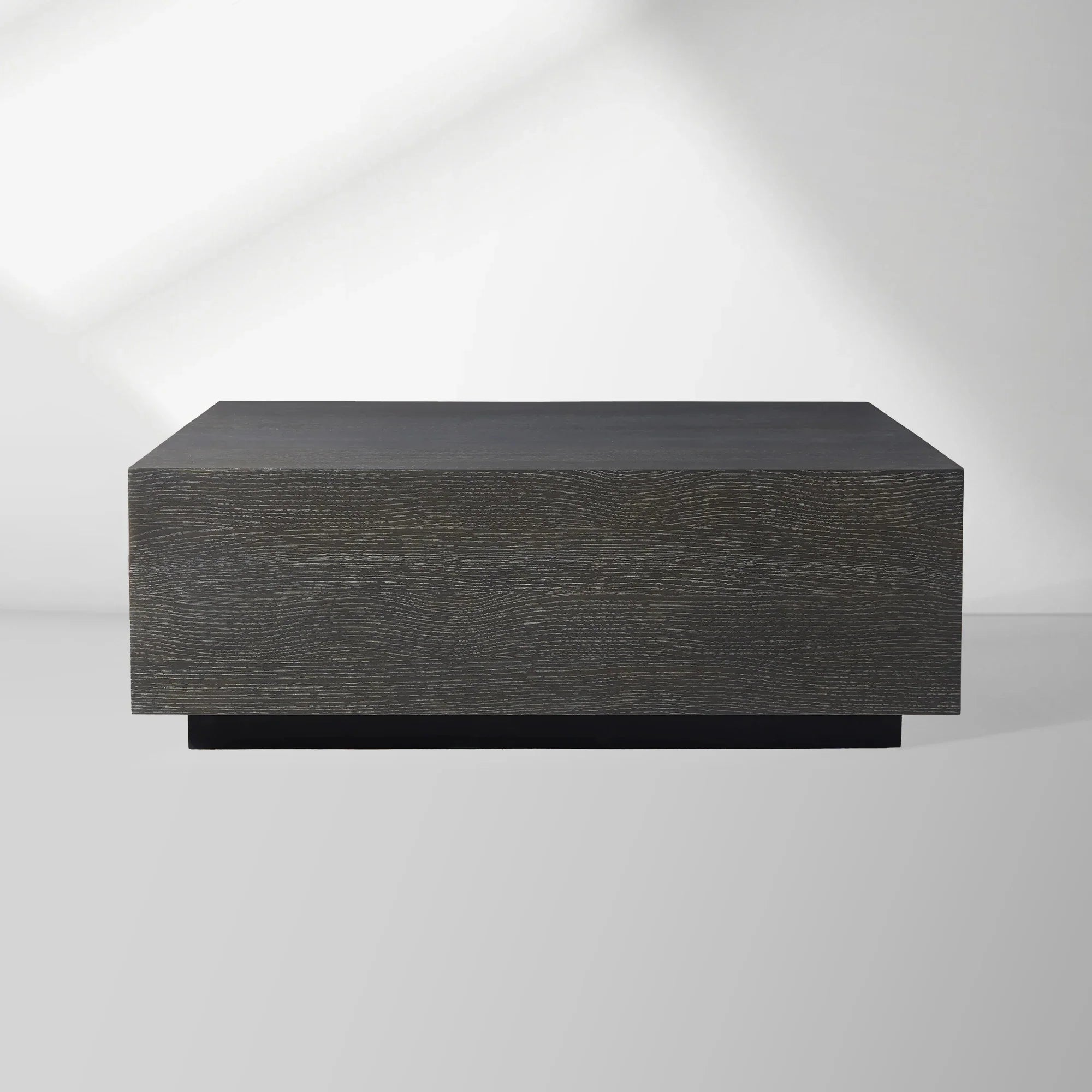 Sullivan Square Oak Coffee Table Black Wooden Plinth Cocktail Table Living Room Center Tea Table