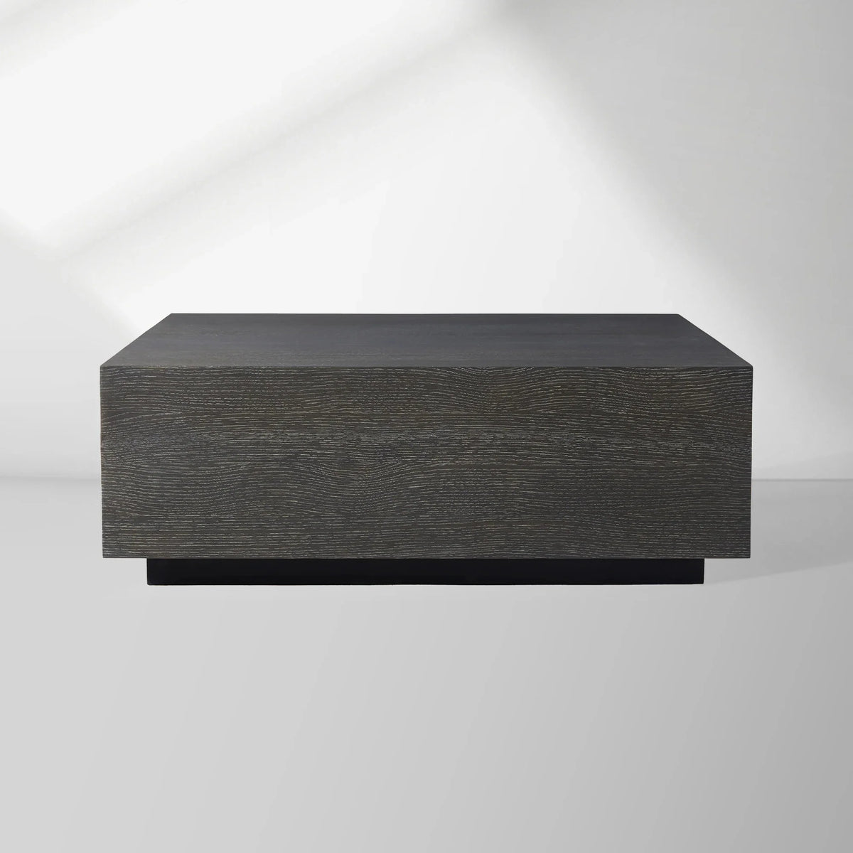 Sullivan Square Oak Coffee Table Black Wooden Plinth Cocktail Table Living Room Center Tea Table