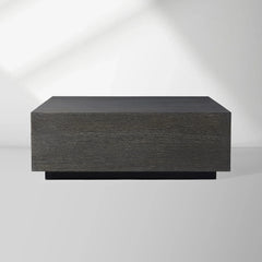 Sullivan Square Oak Coffee Table Black Wooden Plinth Cocktail Table Living Room Center Tea Table