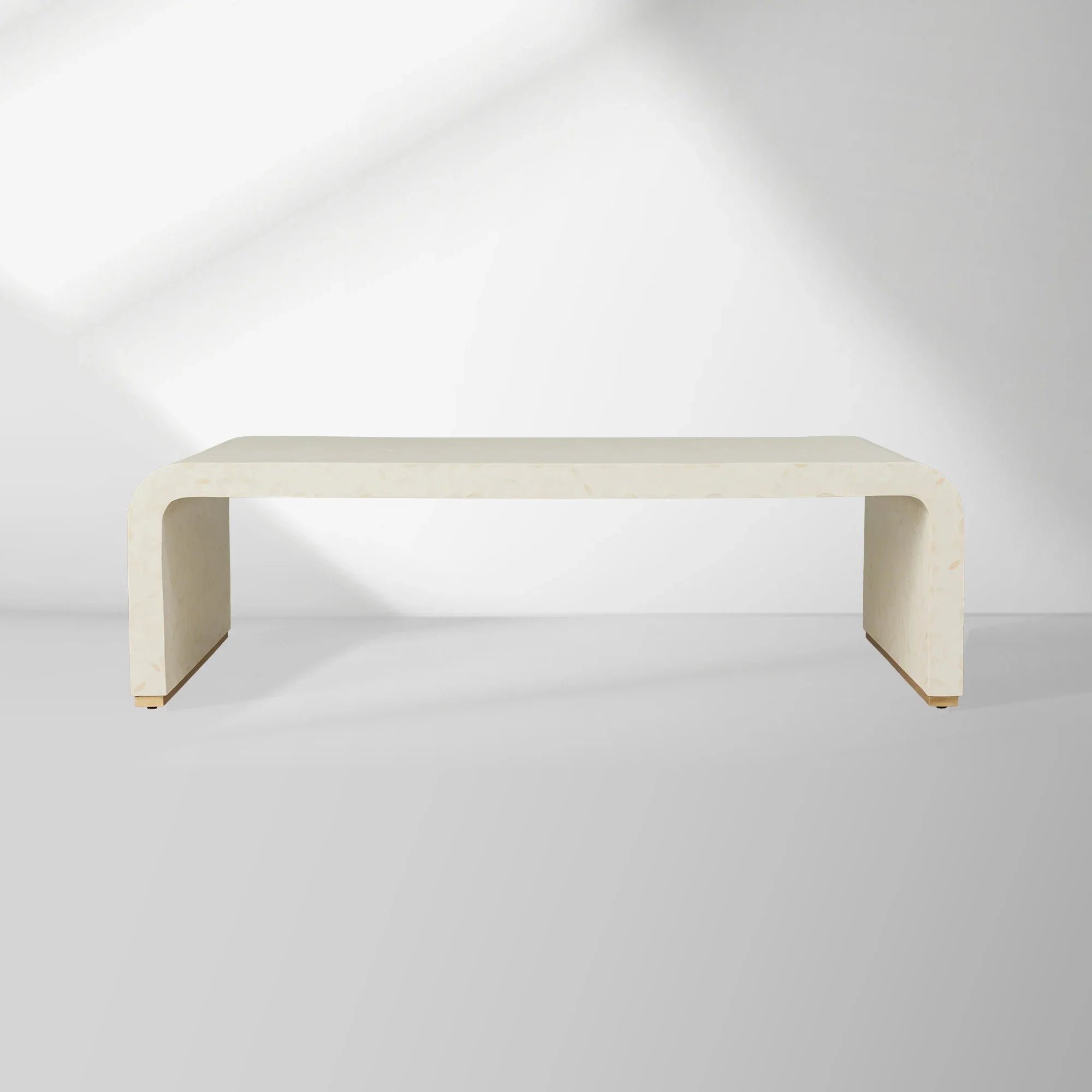 Visola Latticework Coffee Table Camel Bone Cocktail Table Living Room Center Tea Table with Brass Plinth