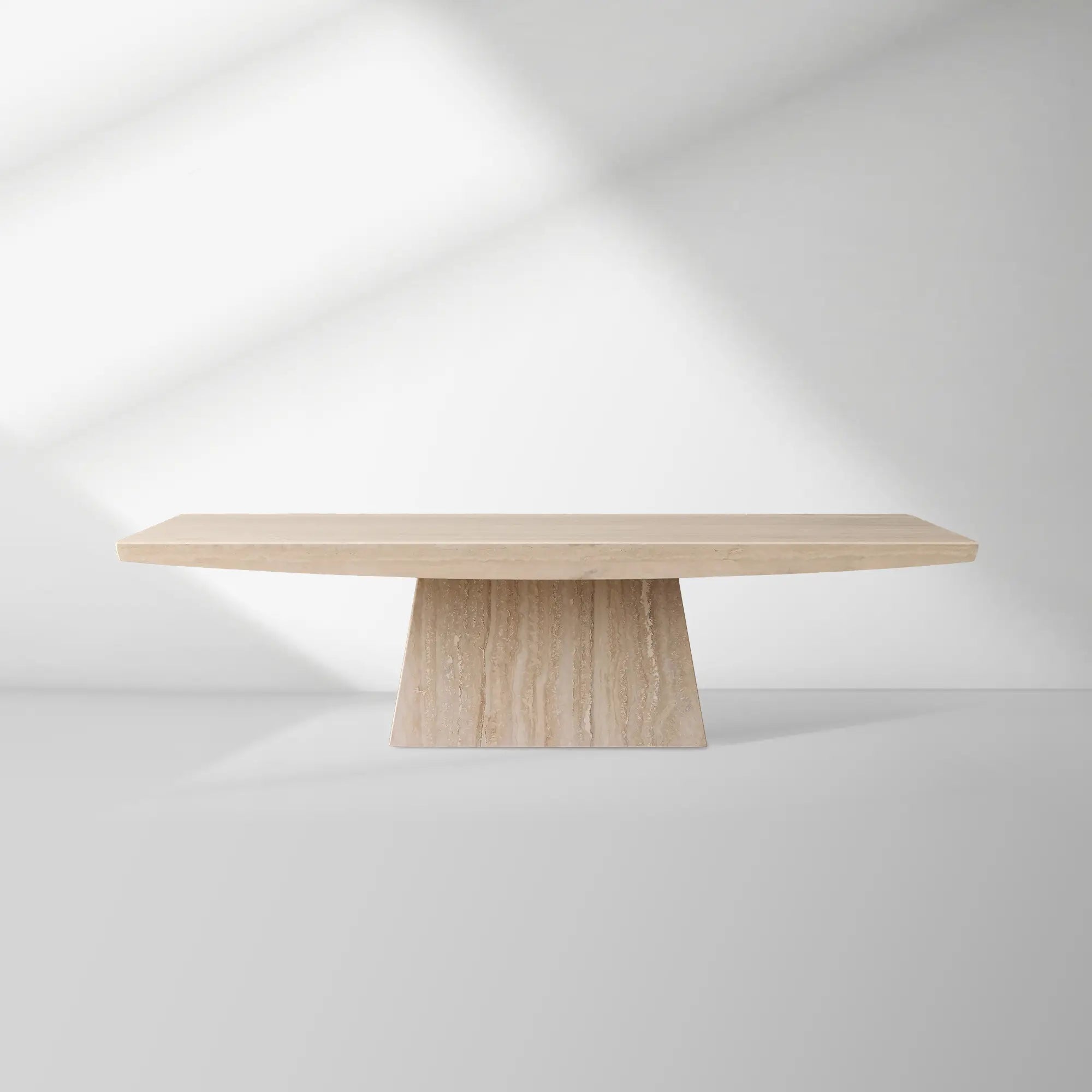 Ilaria Light Travertine Coffee Table Italian Stone Pedestal Center Tea Table Living Room Cocktail Table