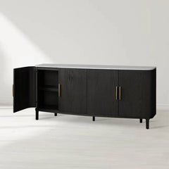 Danny Marble Top Sideboard Oak Wood Buffet Buffet Table Cabinet Country Entryways TV Cabinet