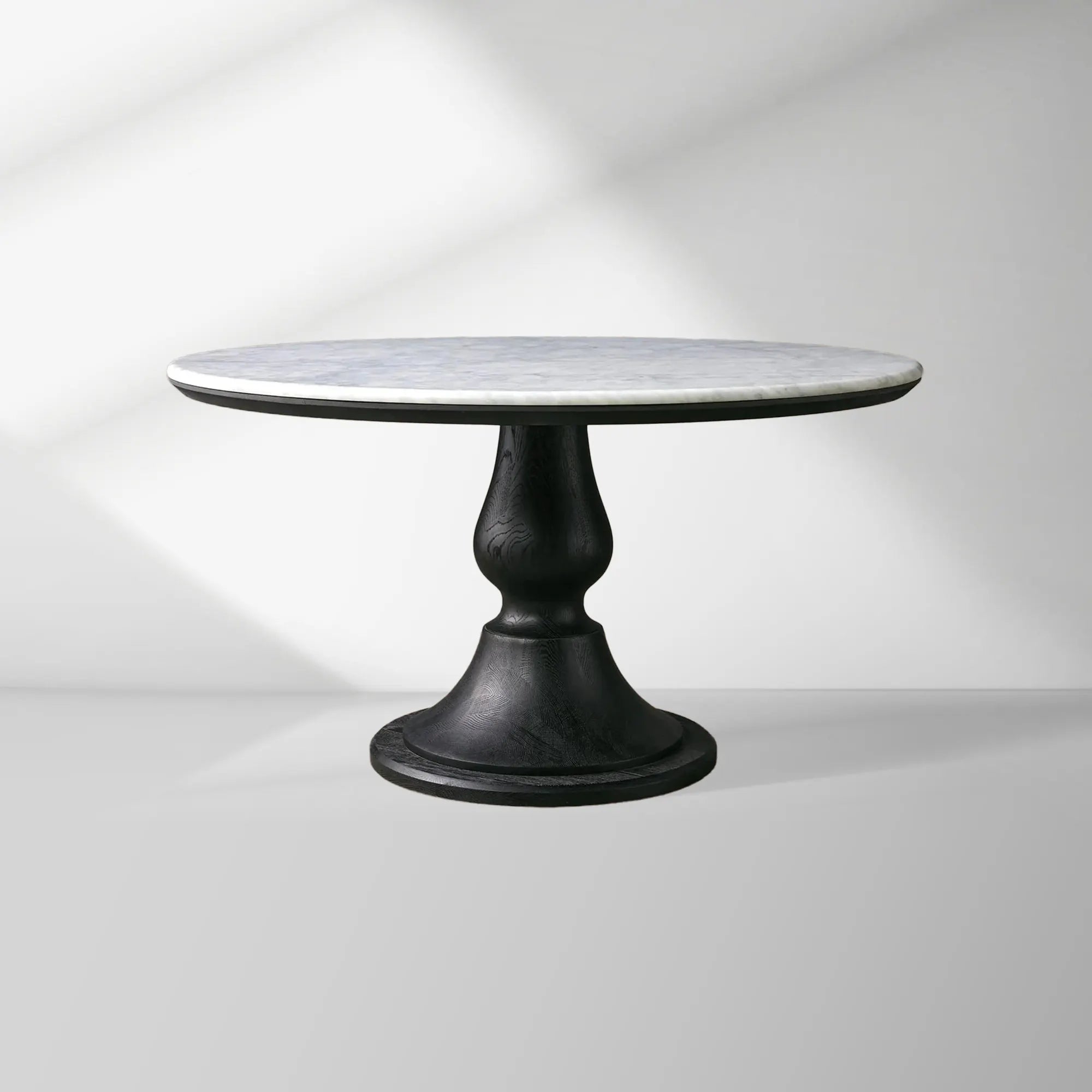 Amelia Marble Top Dining Table with Wood Curved Base Natural Stone Dining Table