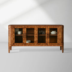 Mogadore Mappa Burl Sideboard Wood Buffet Table Living Room Entryways Glass Doors TV Cabinet
