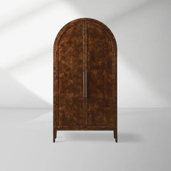 Hattie Burl Tall Cabinet Living Room Natural Wood Grain Storage Cabinet