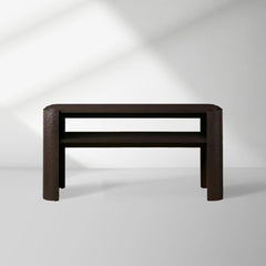 Chiseled Mahogany Entrance Console Table Wood Deep Brown Hallway Entryway Table