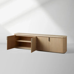 Caden Stone Top TV Stand Media Console Side Cabinet Television Storage Unit Wood Sideboard