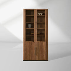 Piermont Glass Door Display Storage Cabinet Bookcase Wood Tall Curio Cabinet Dining side China Cabinet