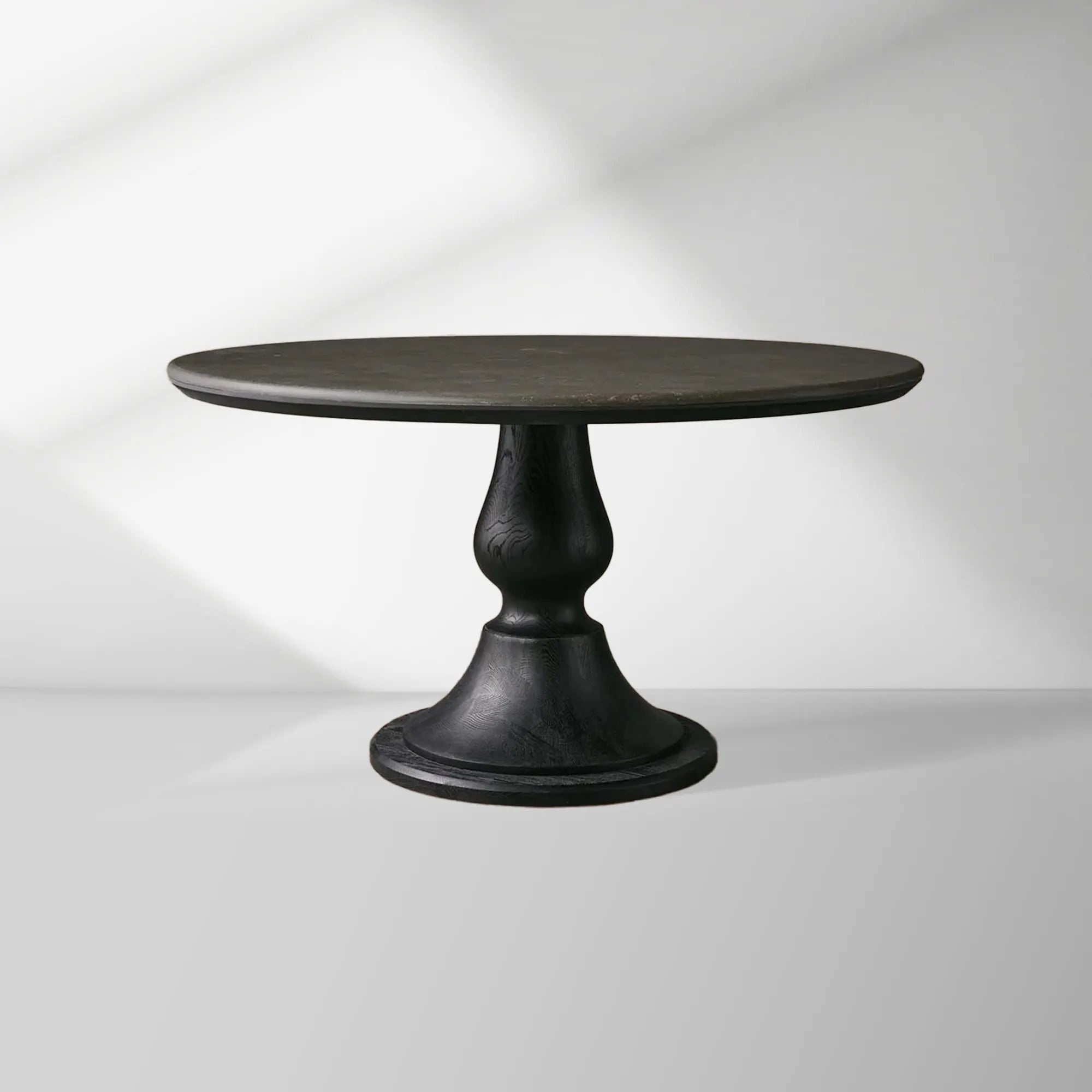 Amelia Marble Top Dining Table with Wood Curved Base Natural Stone Dining Table