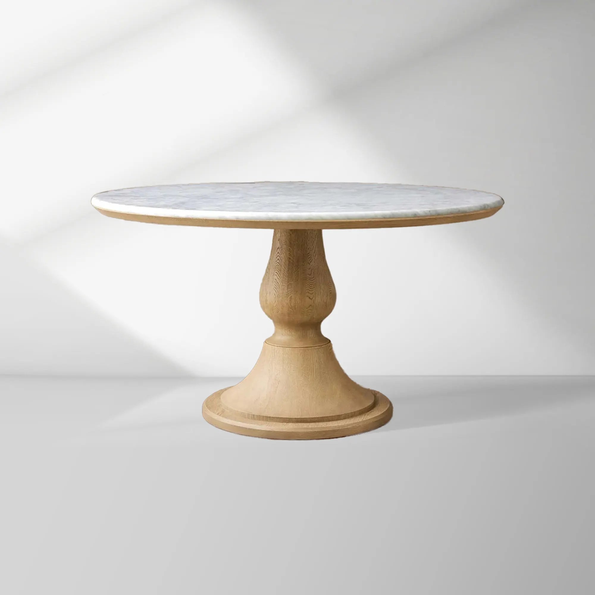 Amelia Marble Top Dining Table with Wood Curved Base Natural Stone Dining Table