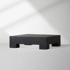 Brooklyn Black Marquina Marble Coffee Table Stone Cocktail Table Rectangle Sofa Center Tea Table