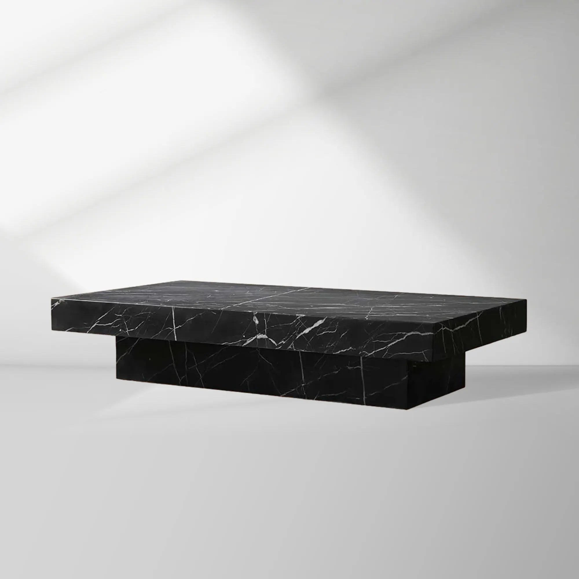 Cinzia Rectangle Stone Coffee Table Natural Marble Cocktail Table Plinth Base Sofa Center Tea Table
