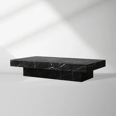 Cinzia Rectangle Stone Coffee Table Natural Marble Cocktail Table Plinth Base Sofa Center Tea Table