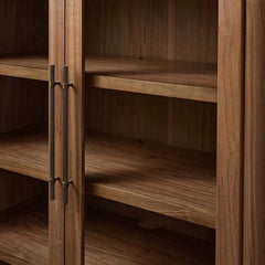 Piermont Glass Door Display Storage Cabinet Bookcase Wood Tall Curio Cabinet Dining side China Cabinet