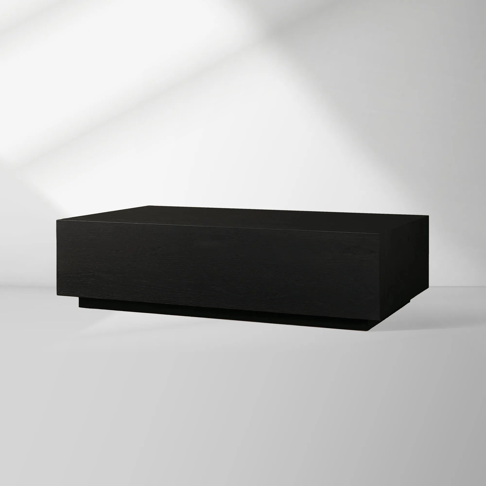 Sullivan Rectangular Oak Coffee Table Black Plinth Base Cocktail Table Wood Living Room Center Tea Table