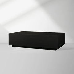 Sullivan Rectangular Oak Coffee Table Black Plinth Base Cocktail Table Wood Living Room Center Tea Table