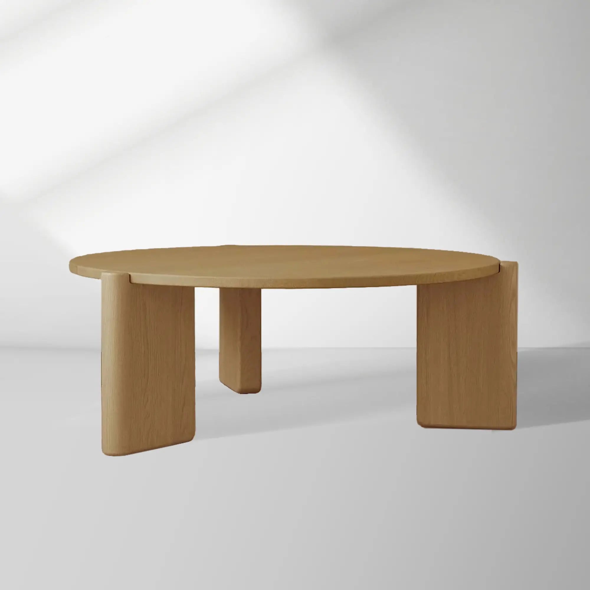 Lonelle Oak Coffee Table Round Versatile Nesting Cocktail Table Column-Style legs Center Tea Table
