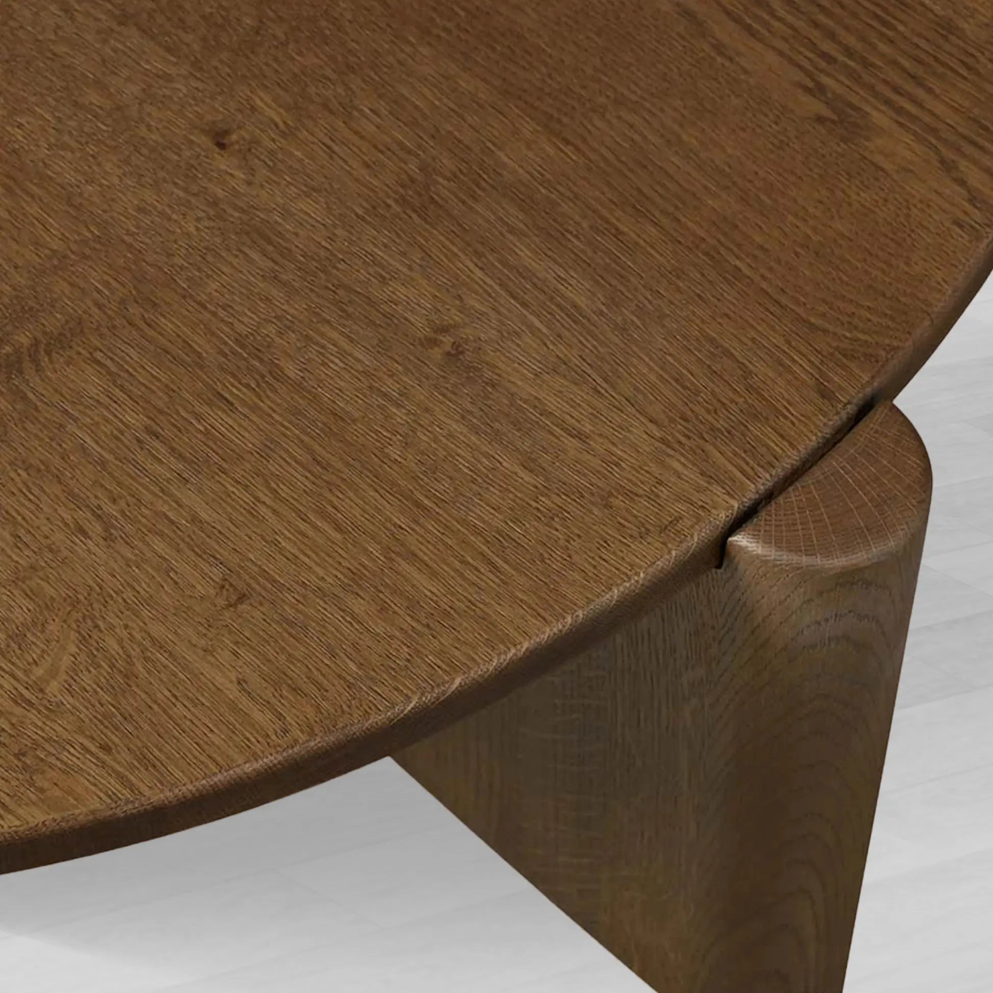 Lonelle Oak Coffee Table Round Versatile Nesting Cocktail Table Column-Style legs Center Tea Table