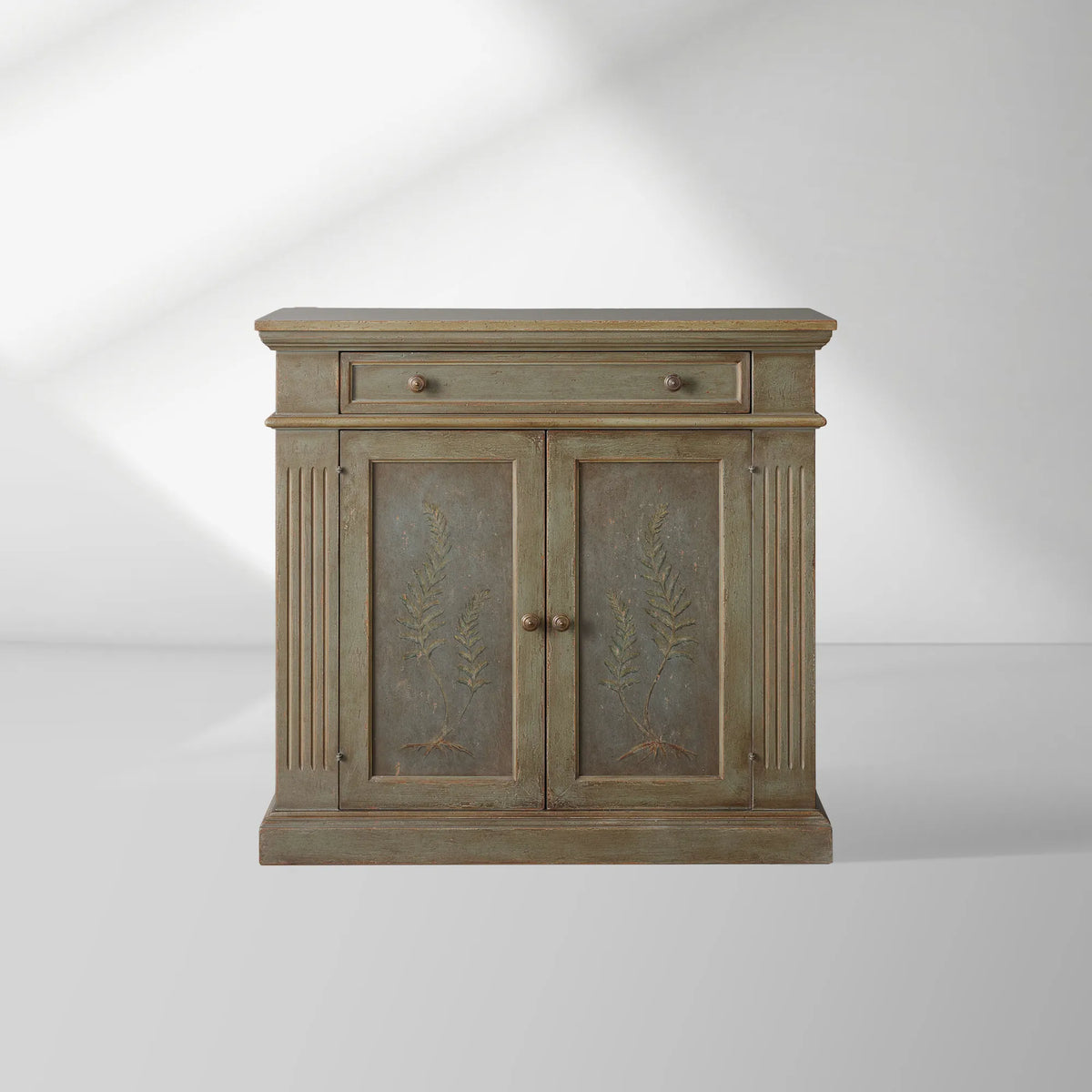 Cosetta Antique Ltalian Sideboard Fern Motif Buffet Table Living Room Wood Entryways Cabinet