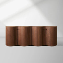 Cortina Boat-Shaped Top Sideboard with a Waved Base Buffet Table Wood Living Room Entryways Cabinet