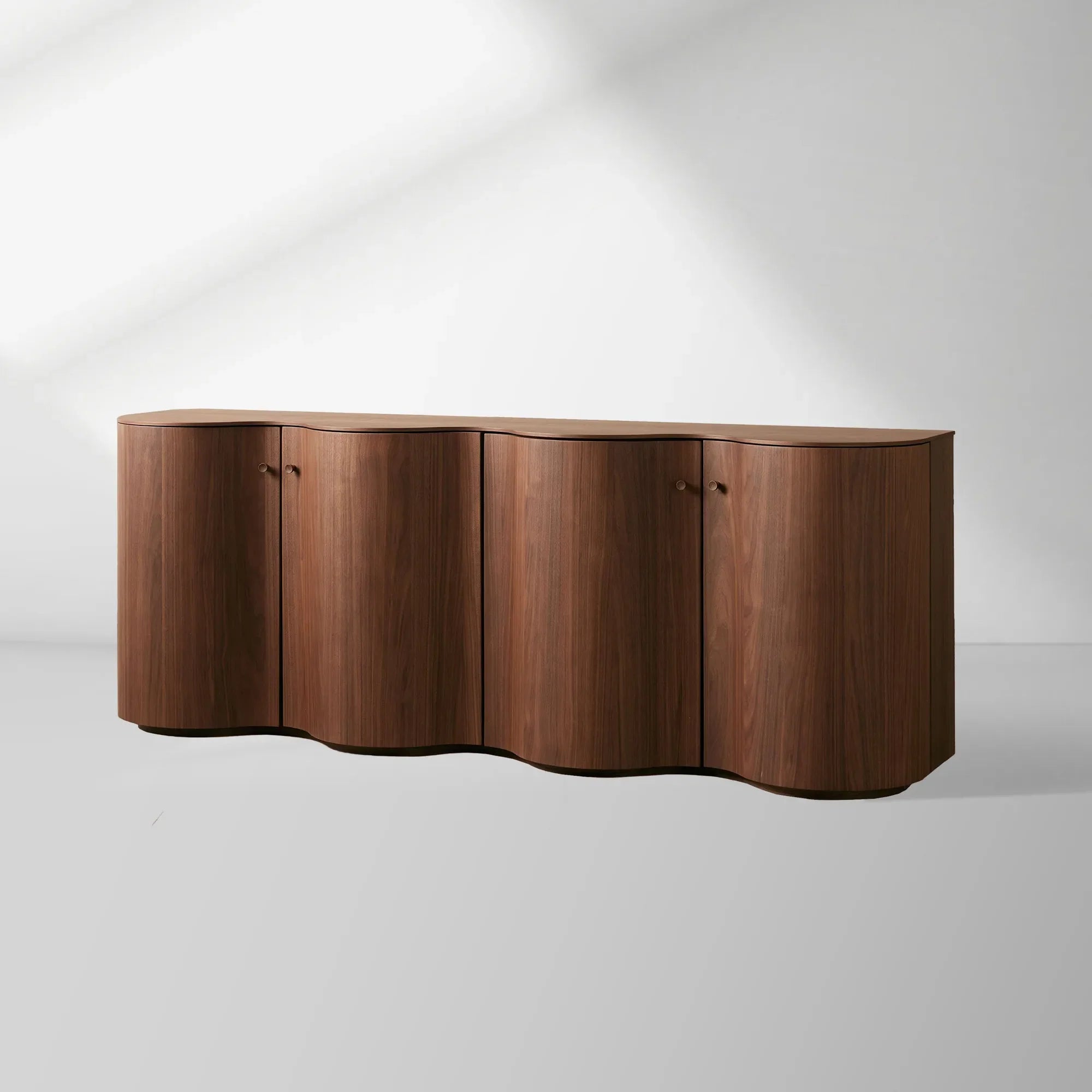 Cortina Boat-Shaped Top Sideboard with a Waved Base Buffet Table Wood Living Room Entryways Cabinet