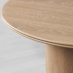 Caden Round Wood Dining Table with Sculptural Base & Antiqued Metal Plinth
