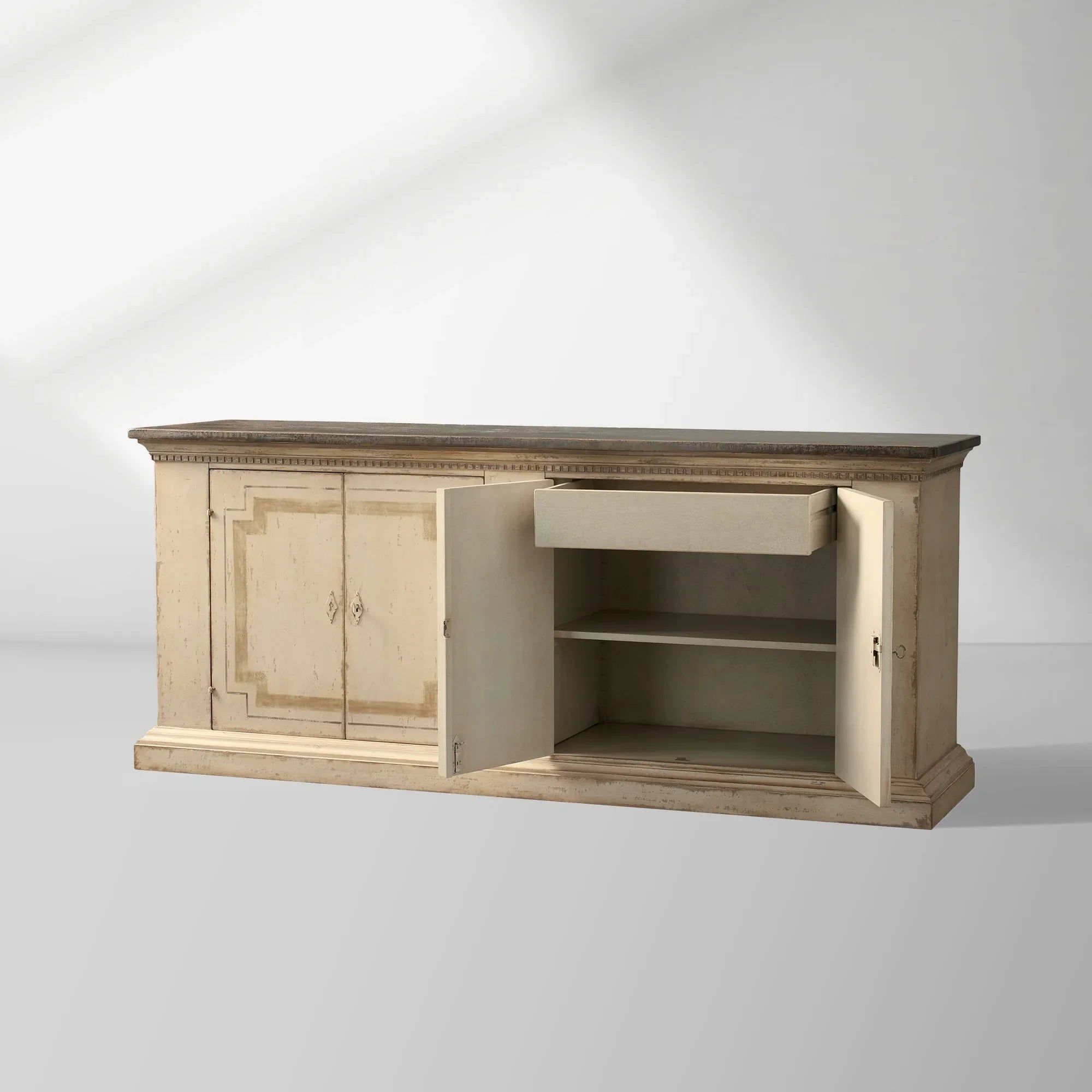 Oriana Bell’Arte Poplar Wood Sideboard Buffet Table Living Room Antique Entryways Two Drawers Cabinet