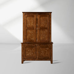 Stefania Poplar Wood Kitchen Cabinet Canaletto Sideboard Buffet Floral Motif Living Room Entryways Tall Cabinet