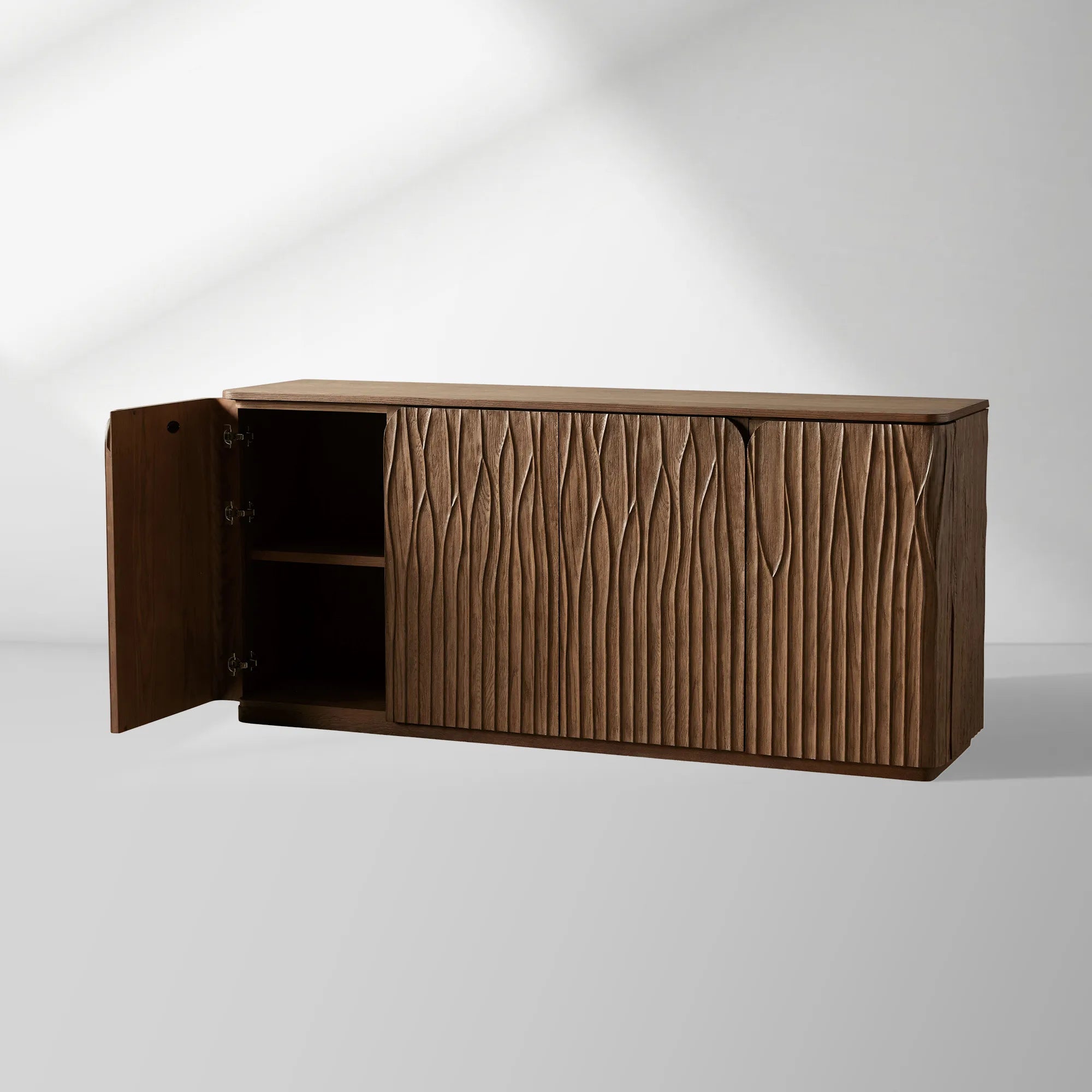 Norris Wood Sideboard Modern Buffet Table with Fiberglass Base Living Room Entryways Cabinet