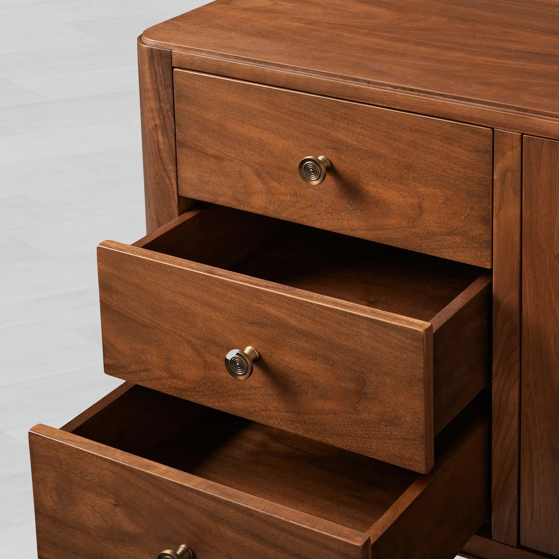 Ross Mid-Century Six Drawers Sideboard Buffet Table Walnut Wood Living Room Entryways Cabinet