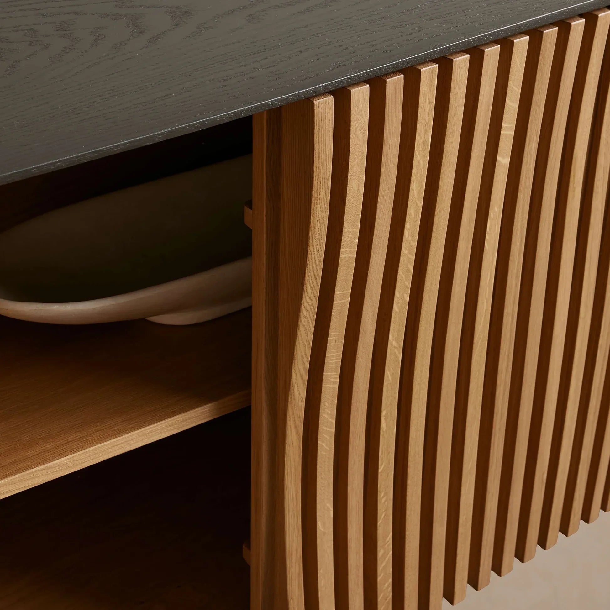 Sorin Reeded Sideboard Buffet Table Wood Living Room Entryways Cabinet