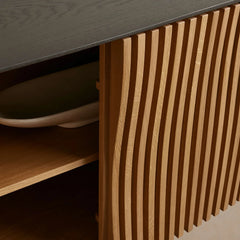 Sorin Reeded Sideboard Buffet Table Wood Living Room Entryways Cabinet