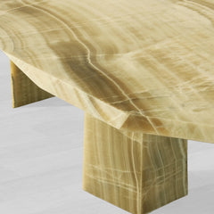 Zyra Solid Green Onyx Dining Table Solid Stone Dining Table