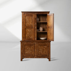 Stefania Poplar Wood Kitchen Cabinet Canaletto Sideboard Buffet Floral Motif Living Room Entryways Tall Cabinet