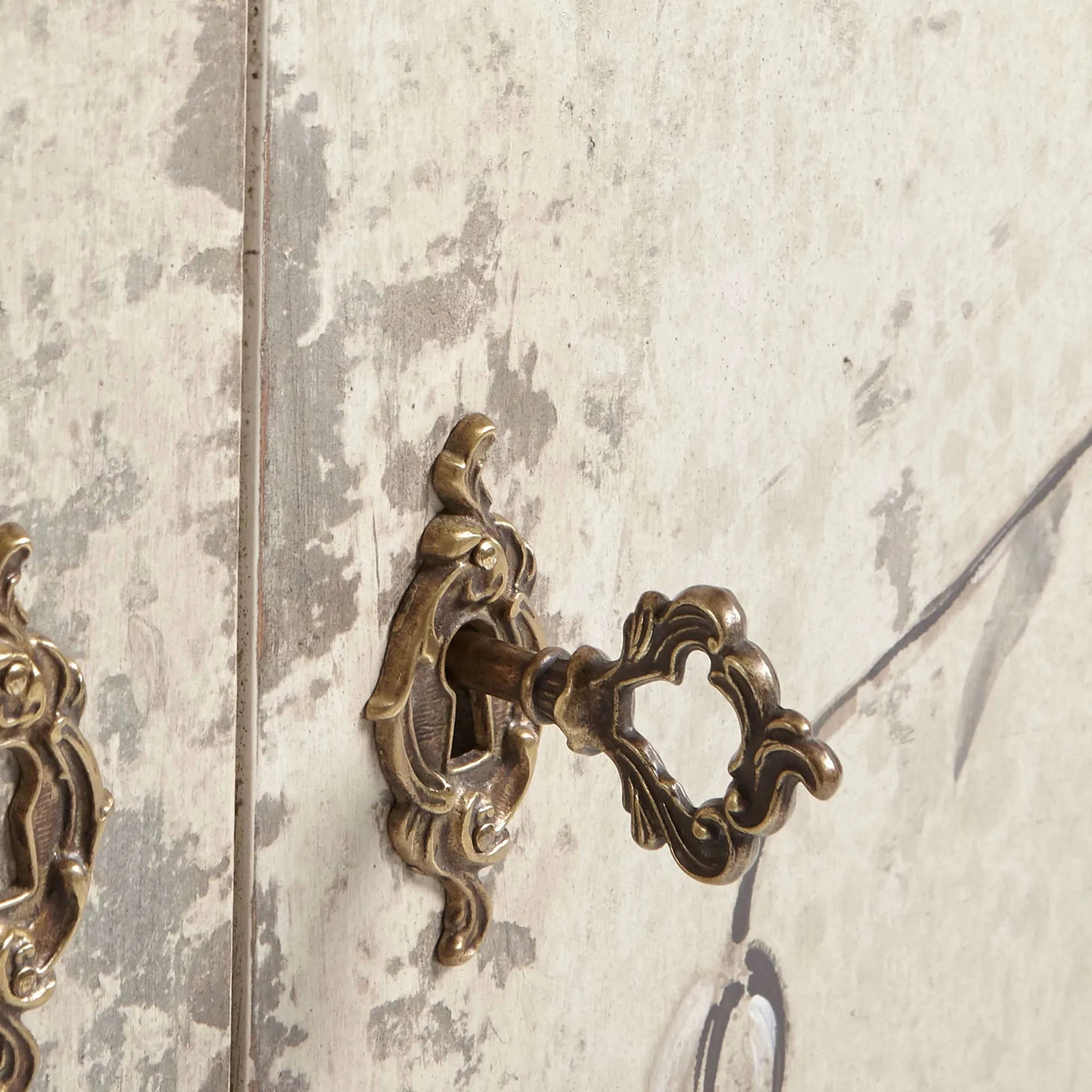 Sofia Bell'Arte Demilune Buffet Cabinet Bird Motif Sideboard Wood Living Room Entryways Cabinet