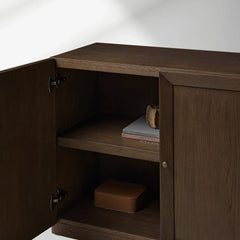 Nason Modular Four-Door Media TV Stand in Solid Oak Side Cabinet Television Storage Unit Wood Sideboard