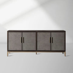 Malone Reconstituted Leather Sideboard Wood Buffet Table Living Room Entryways Cabinet