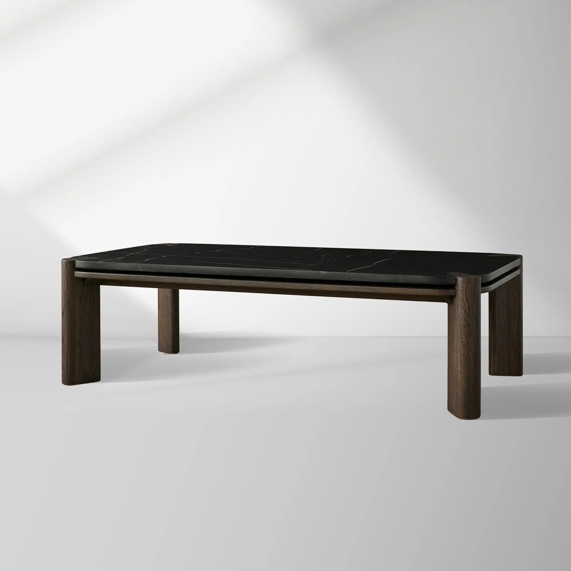 Pyet Marble Coffee Table Oak Wood Base Cocktail Table Elegance Living Room Center Tea Table