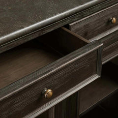 Kensington Marble Top Sideboard Wood Buffet Storage Entryways Side Cabinet With Glass Doors