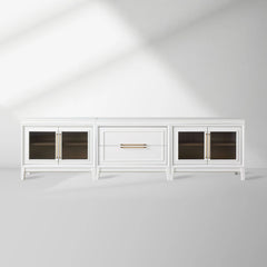 Rowan Drawers TV Stand Sideboard with Glass Doors Wood Entryways Cabinet Media Console
