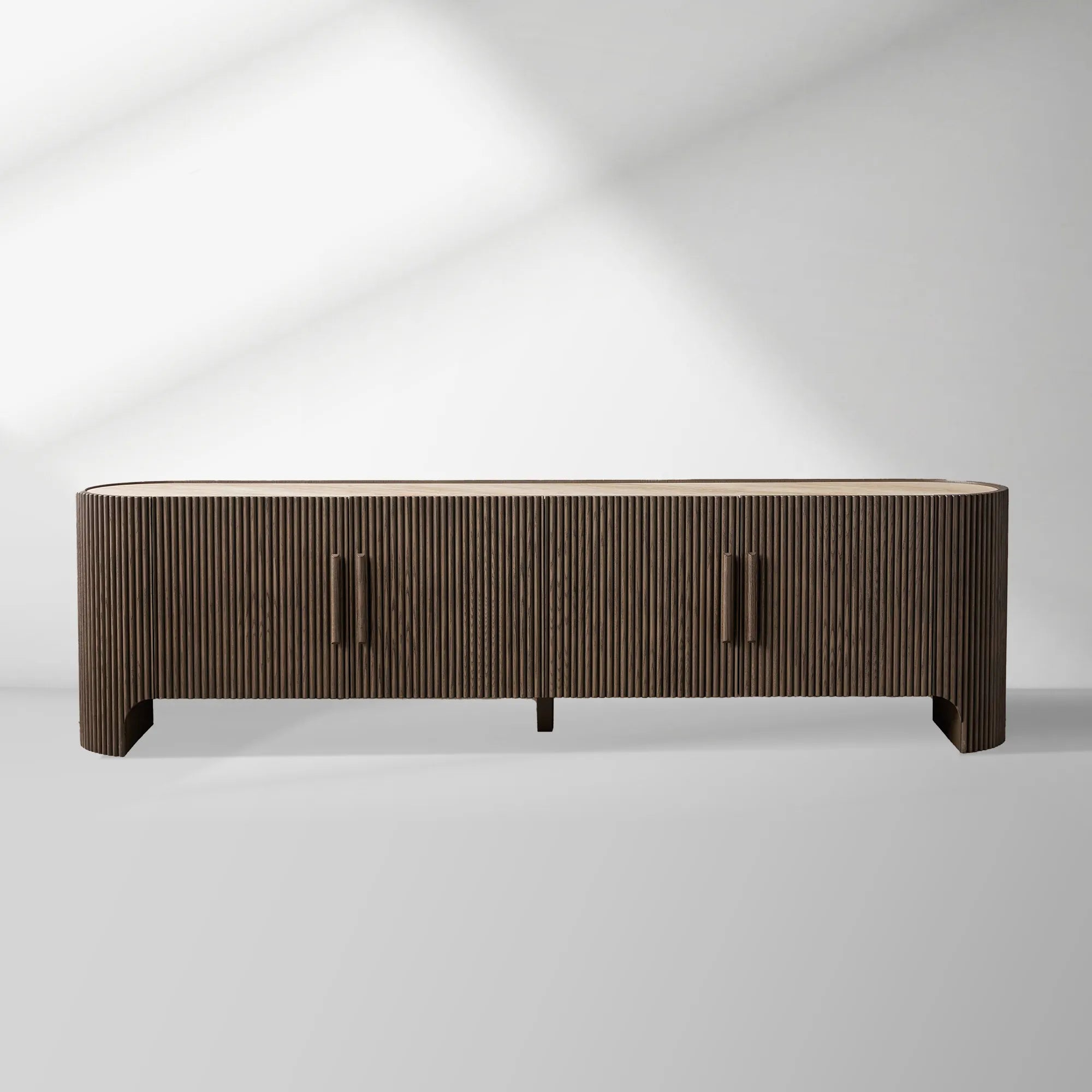 Astor Entryways Storage Sideboard Marble top Cabinet Oak Wood TV Stand Unit