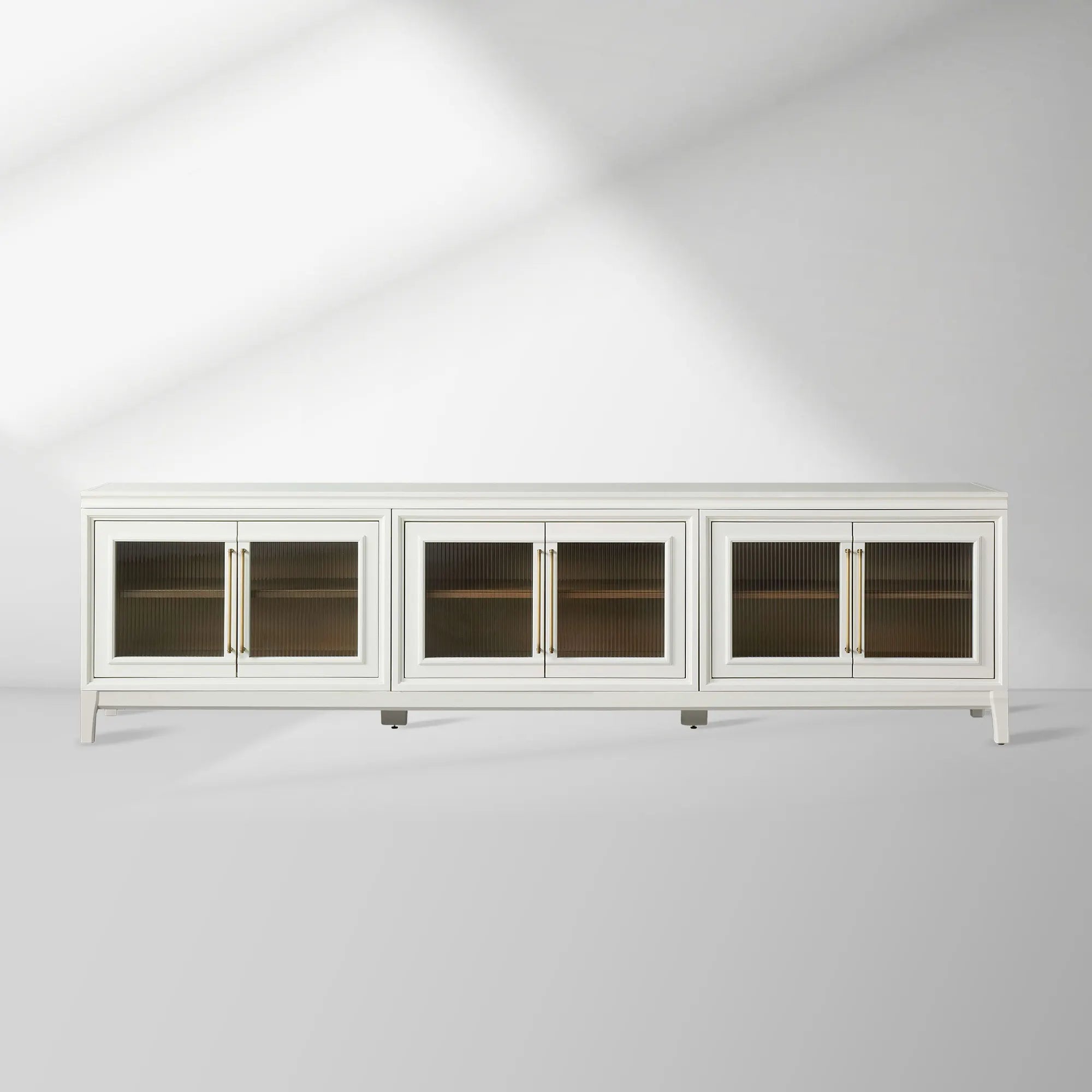 Rowan Wood TV Stand Unit Sideboard with Reeded Glass Doors Entrance Cabinet Media Console