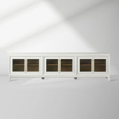 Rowan Wood TV Stand Unit Sideboard with Reeded Glass Doors Entrance Cabinet Media Console