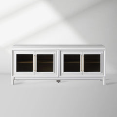 Rowan Wood TV Stand Unit Sideboard with Reeded Glass Doors Entrance Cabinet Media Console