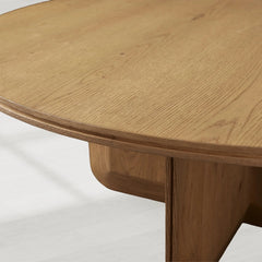 Felton Oak Wood Round Coffee Table Wood Center Tea Table Minimalist Rural Cocktail Table