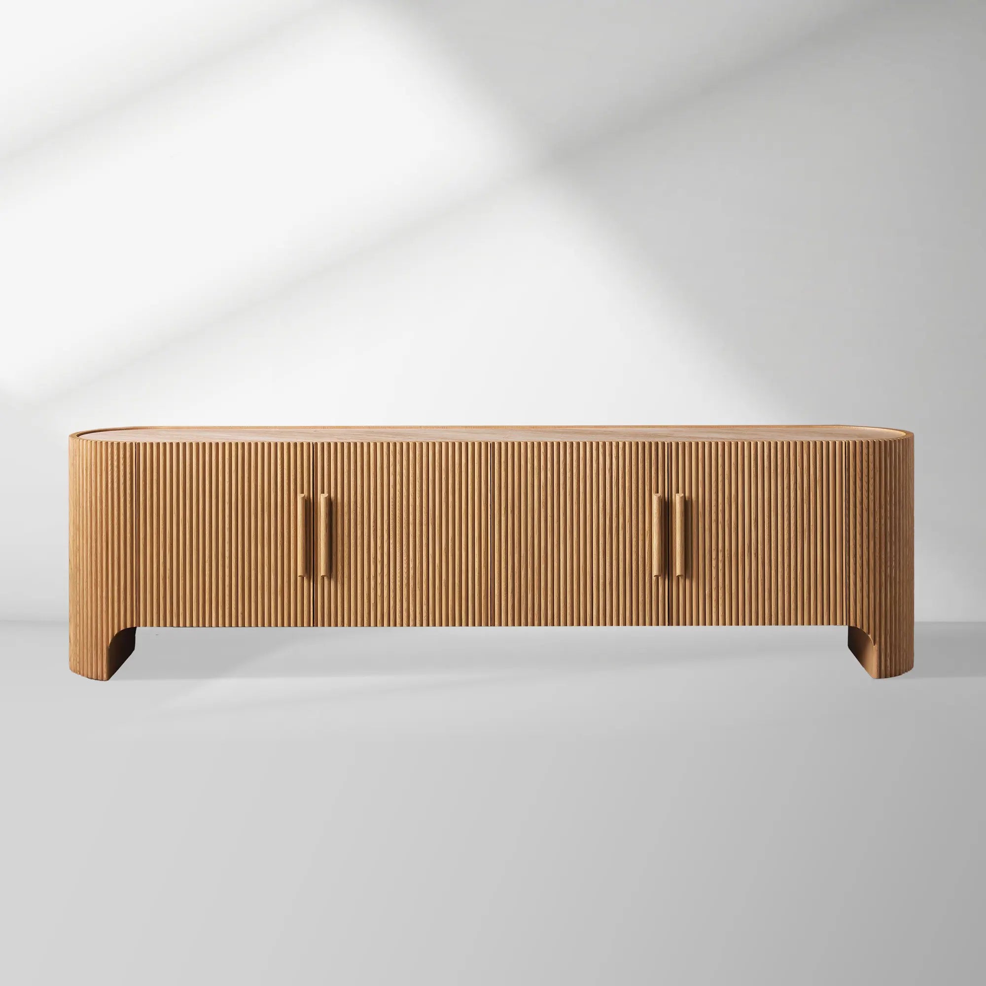 Astor Entryways Storage Sideboard Marble top Cabinet Oak Wood TV Stand Unit