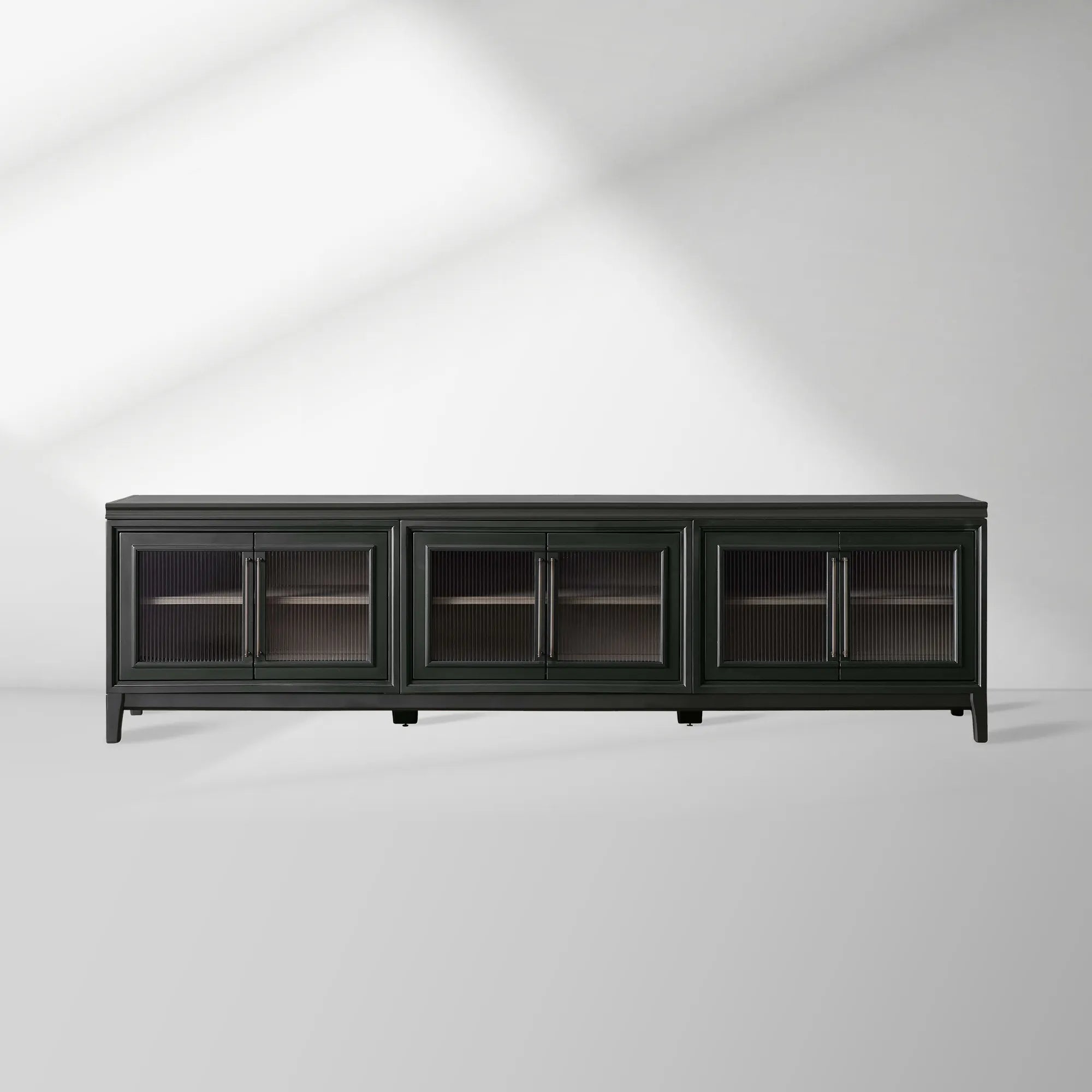 Rowan Wood TV Stand Unit Sideboard with Reeded Glass Doors Entrance Cabinet Media Console