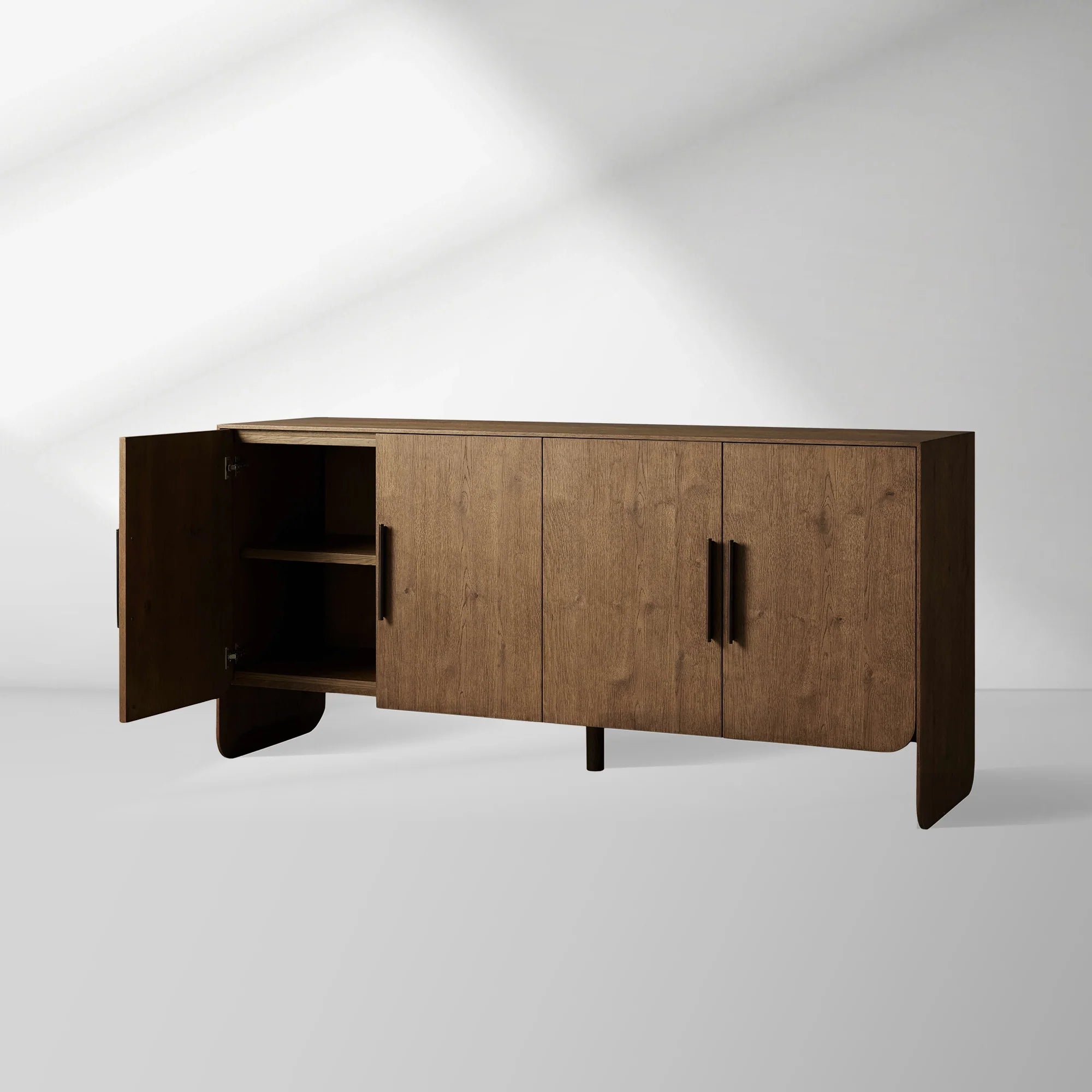 Felton Media Console Oak TV Stand Side Cabinet Television Storage Unit Wood Sideboard