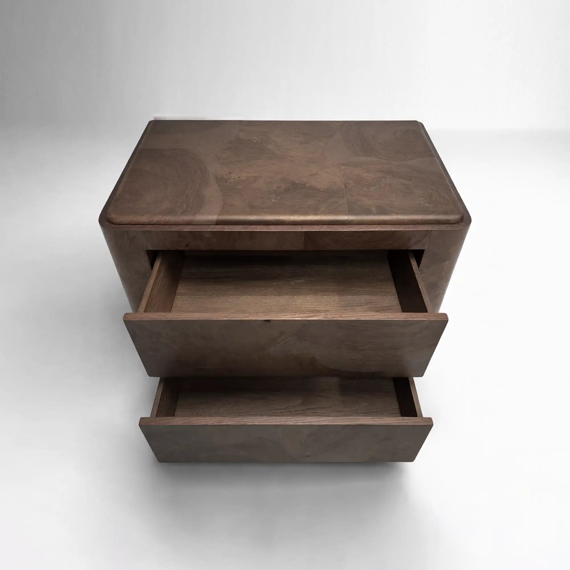 Polanco Wood Closed Nightstand Mosaic Surface Bedside Table